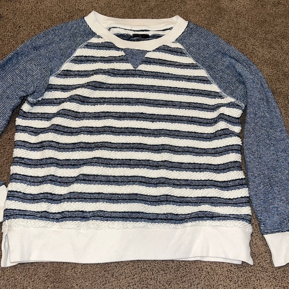 MOTHER blue and white striped long sleeve crew neck - Picture 2 of 10